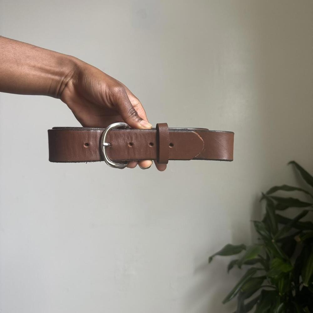 Vintage minimalist Brown genuine leather boho‎ grunge belt size L - Picture 2 of 4
